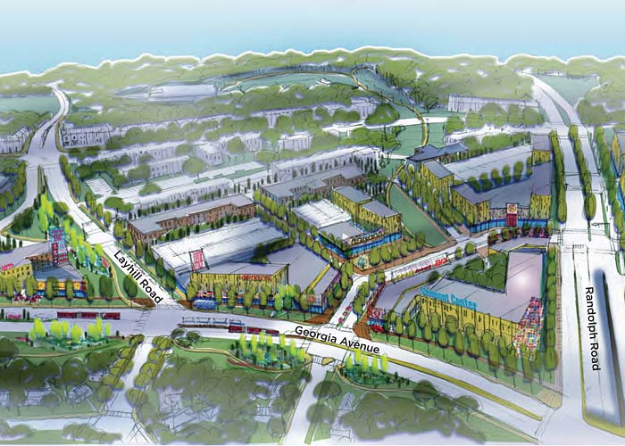 The Glenmont Sector Plan draft envisions a residential neighborhood with a mix of uses concentrated around the Glenmont Metro Station and Glenmont Shopping Center.