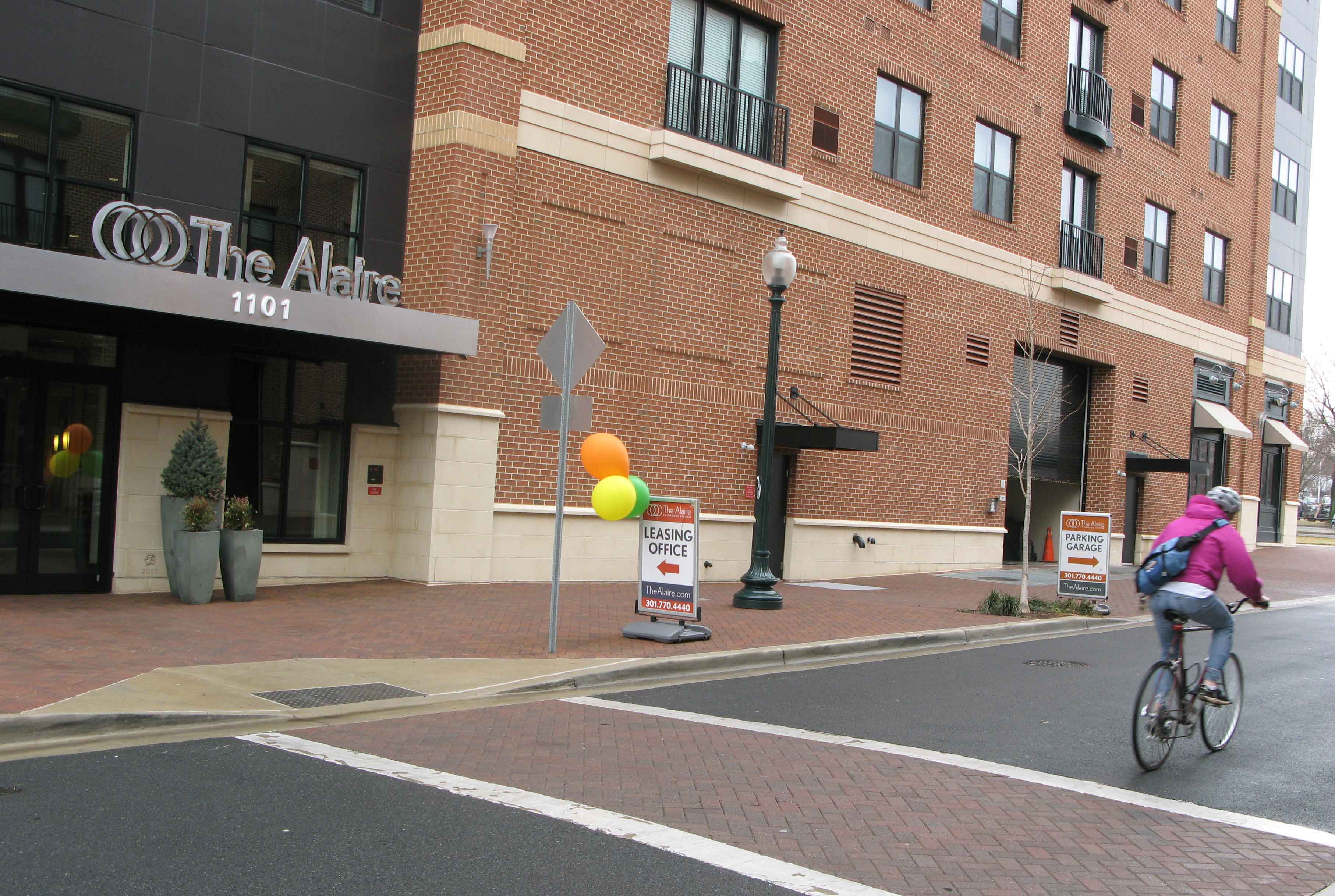 The Alaire is a swank new apartment building a block from the Twinbrook Metro Station.