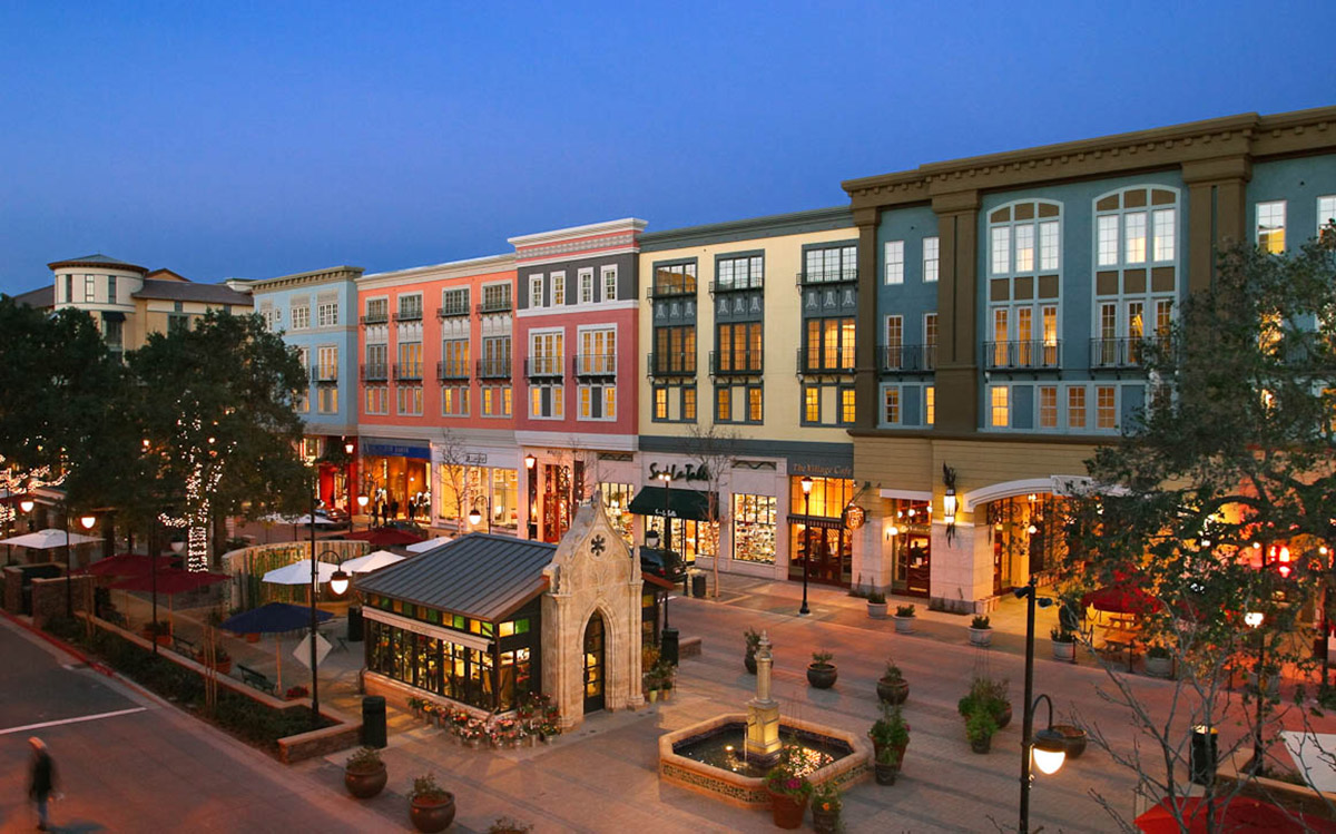  Through the use of color, historic features, and large preserved Oak trees, Santana Row in San Jose, CA creates places were people want to see and be seen.