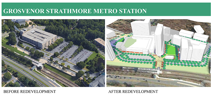 Grosvenor Strathmore Metro Station, Before and After Redevelopment