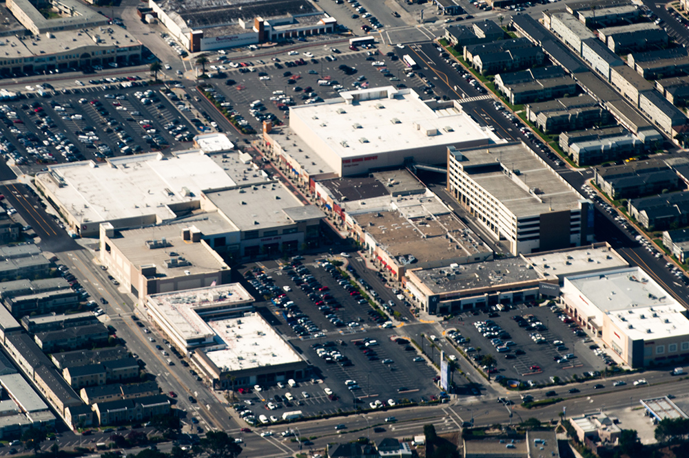 mall with many acres of parking lots