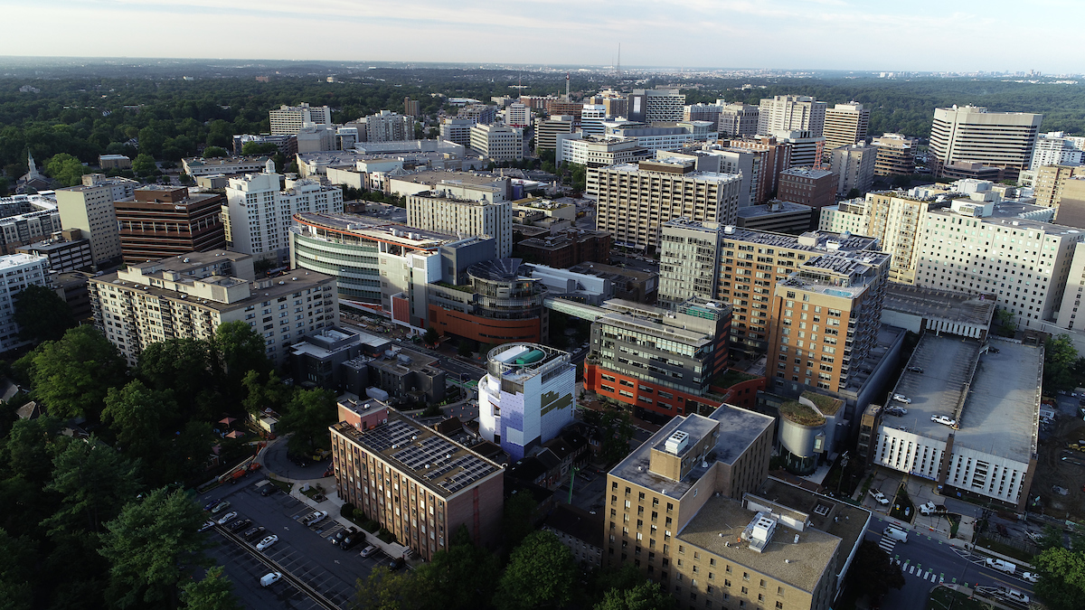 Aerial photograph of the United Therapeutics campus in Silver Spring, Maryland, looking South.