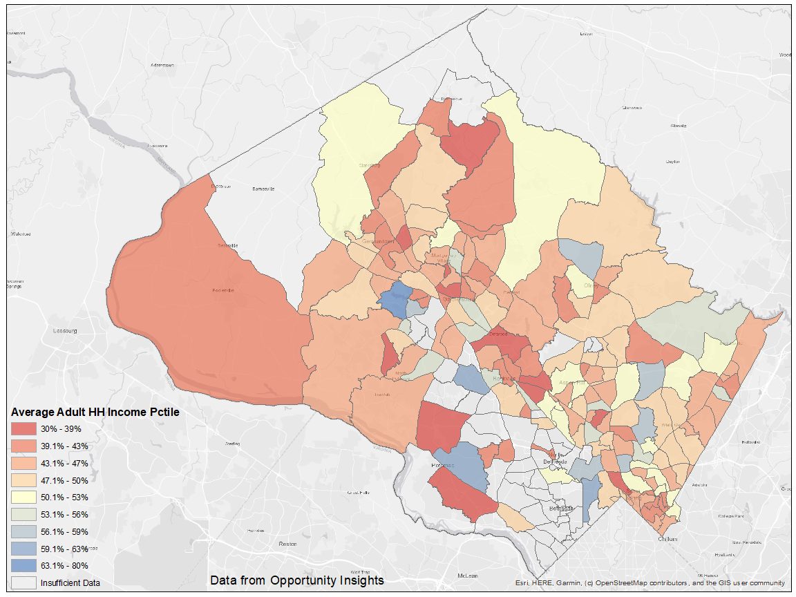 County census tracts are mostly colored orange and red, indicating low economic mobility for Black children.