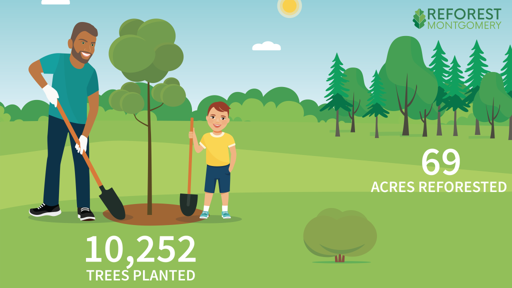 a graphic showing tree plantings and the number of plantings referenced in the text above