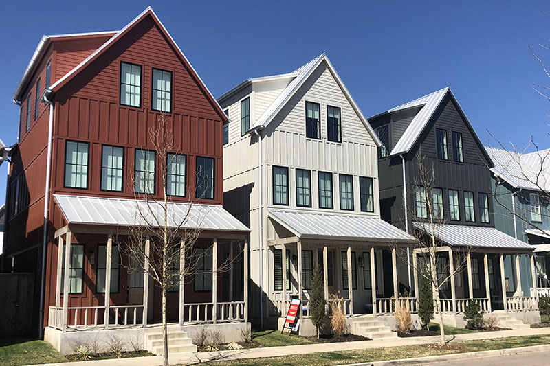 three homes on small lots in Oklahoma City showing what could be possible for people to enter the housing market with a smaller-sized home.