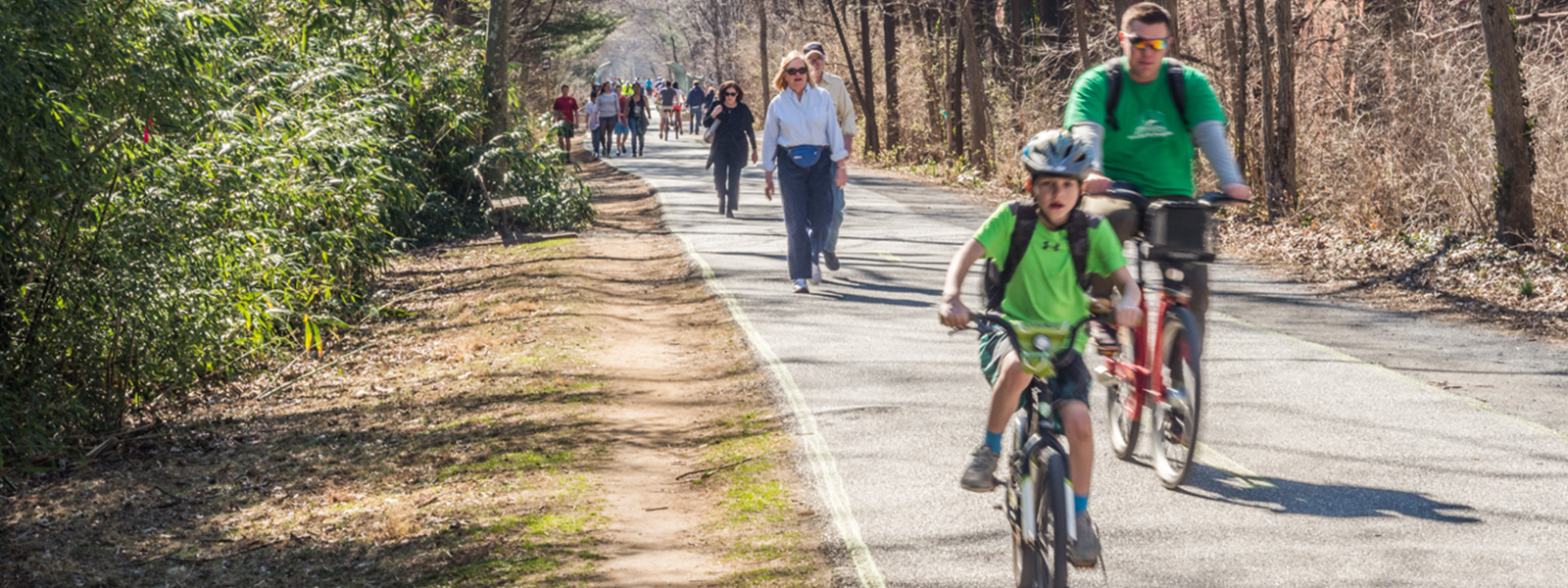 bike riders and walkers