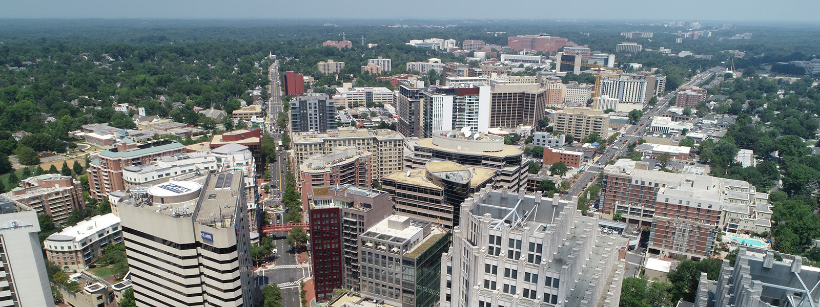 Aerial photo of Bethesda (urban center, tall buildings)