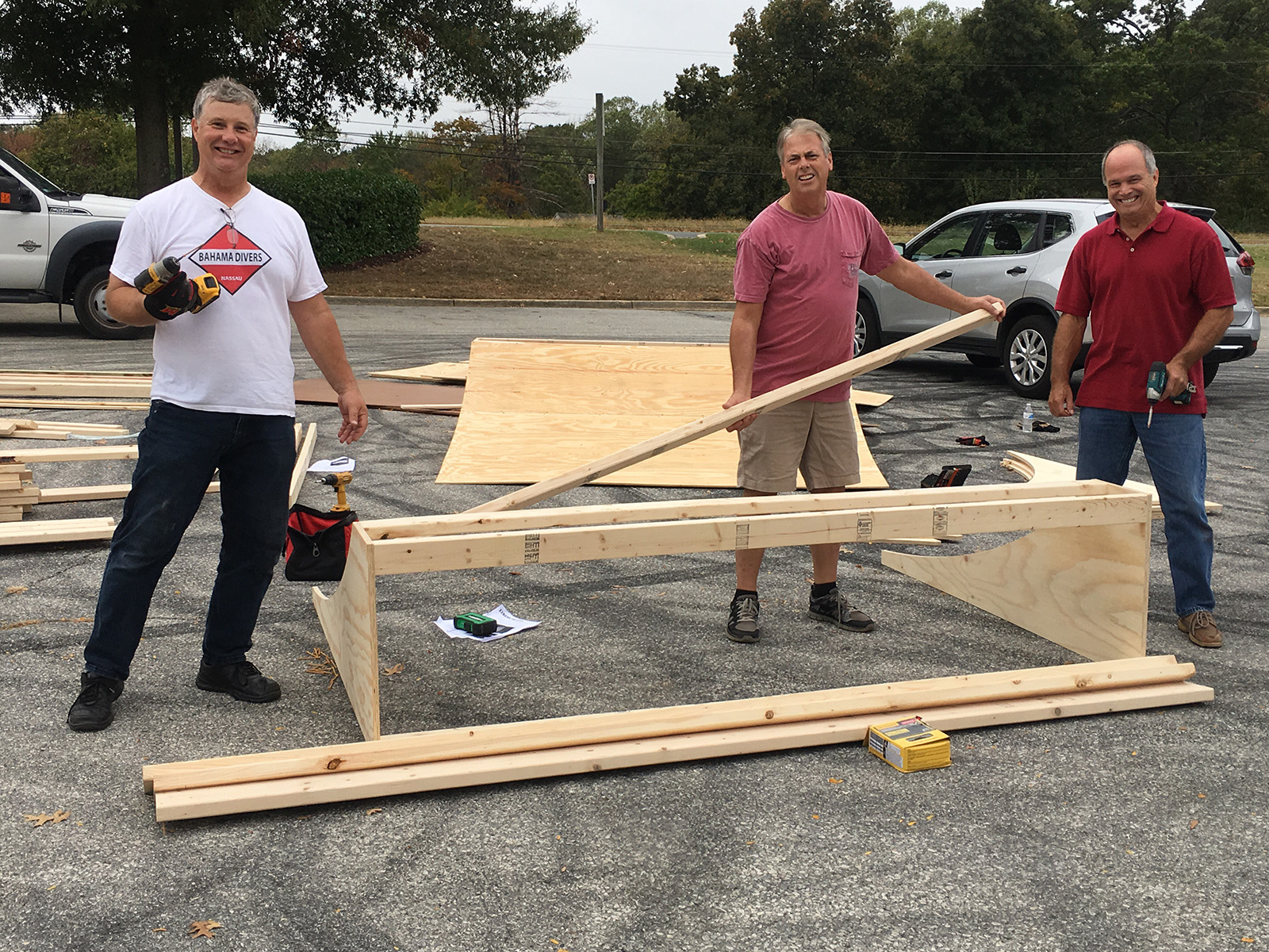 Volunteers construct stage for Burtonsville Placemaking Festival