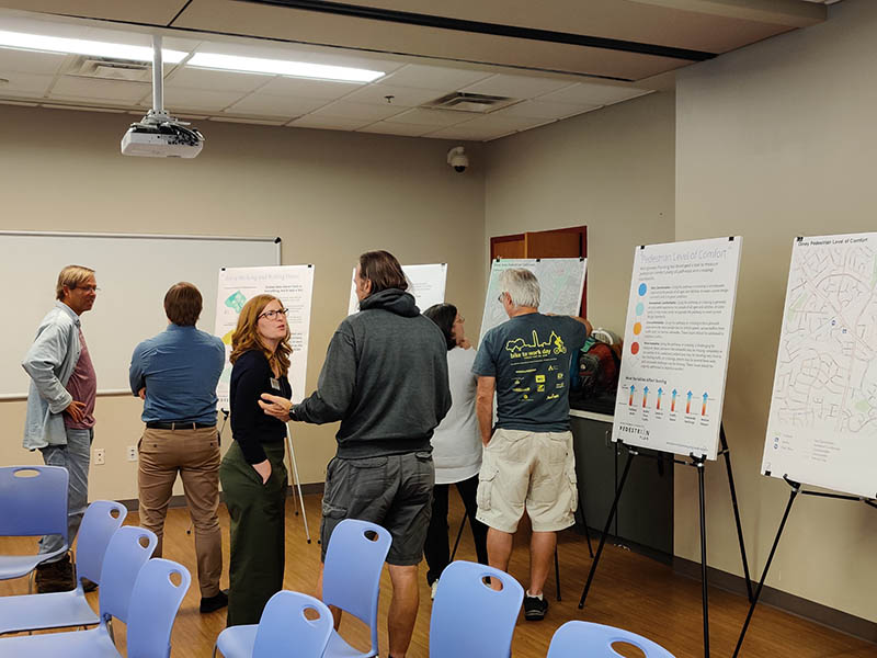 Community members view Montgomery Planning posters at Olney Library
