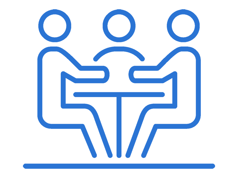 Outline of three people at a table
