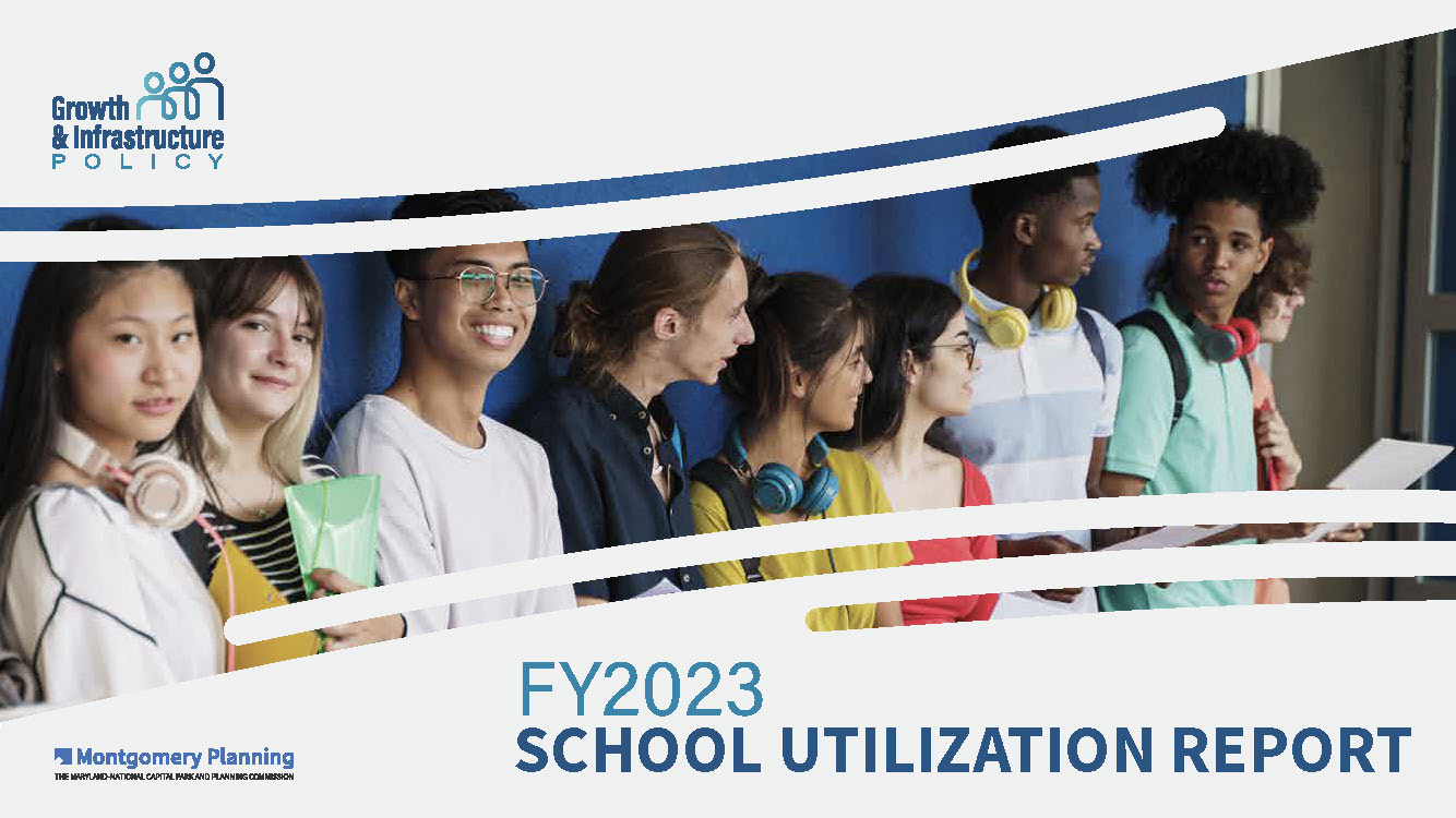 FY23 school utilization in text next to a multiracial group of teenagers