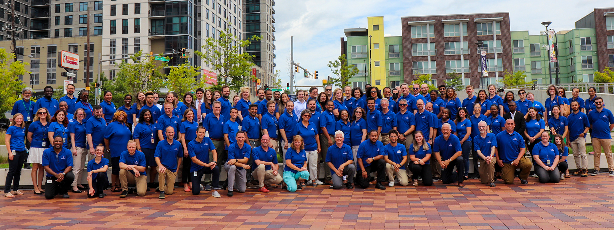 Group photo of Montgomery Plnning staff in blue Planning shirts