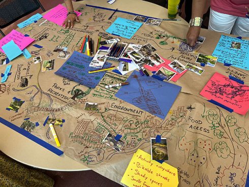 table with sticky notes of different colors and notes written