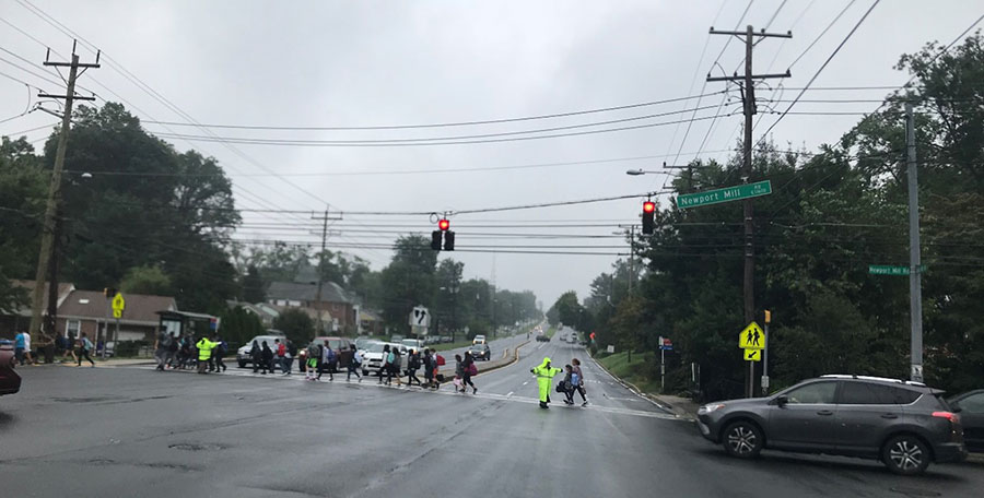 Crossing guards guide students across Veirs Mill Road