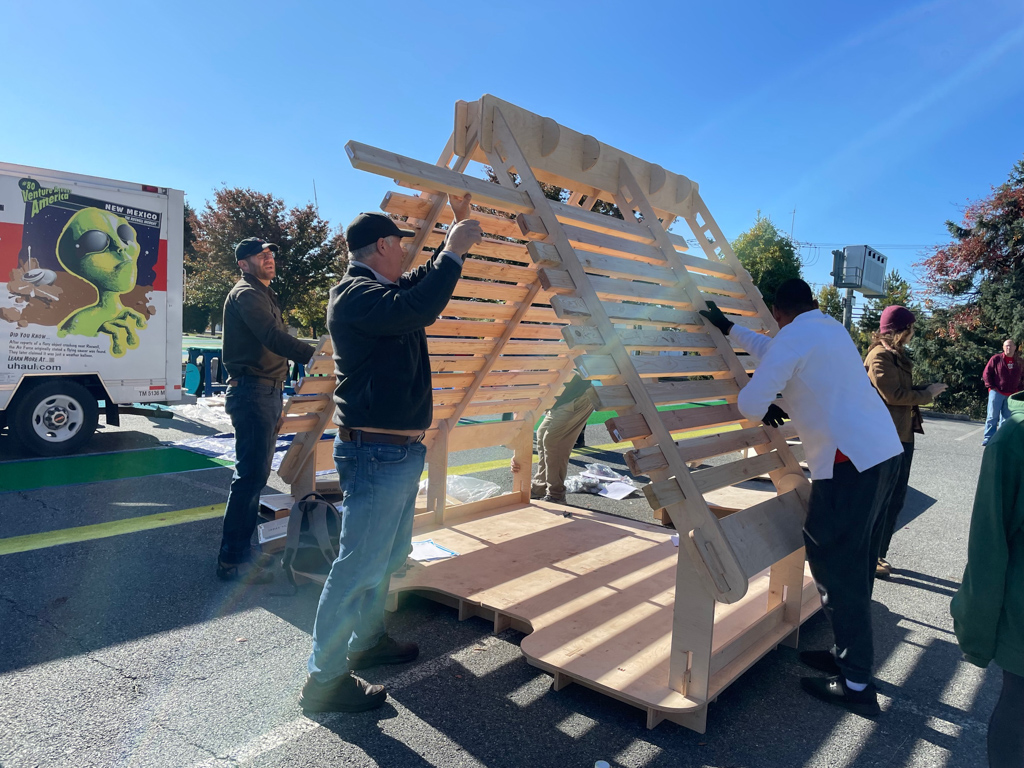 Volunteers build component for Fairland and Briggs Chaney Placemaking Festival