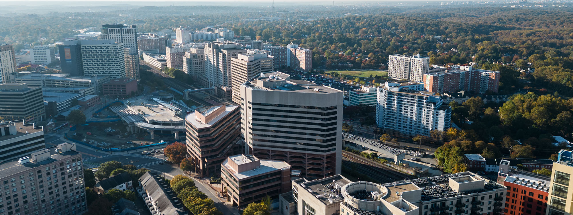aerial view of downtown Silver Spring