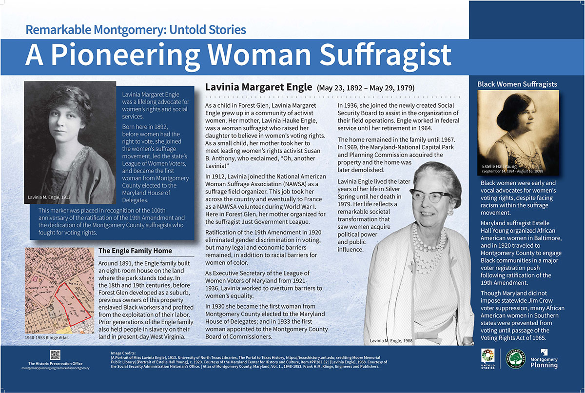 Historic marker: A Pioneering Woman Suffragist