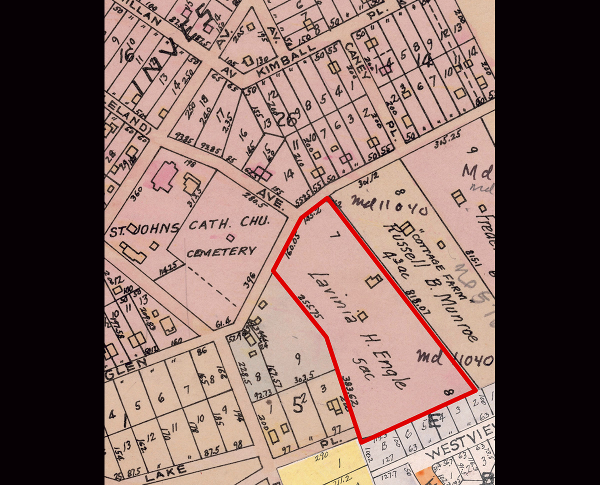 Map showing plat of the Engle family home