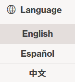 language toolbar options