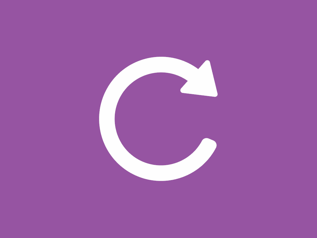 A white clockwise circular arrow symbol on a solid purple background, typically representing refresh or reload.