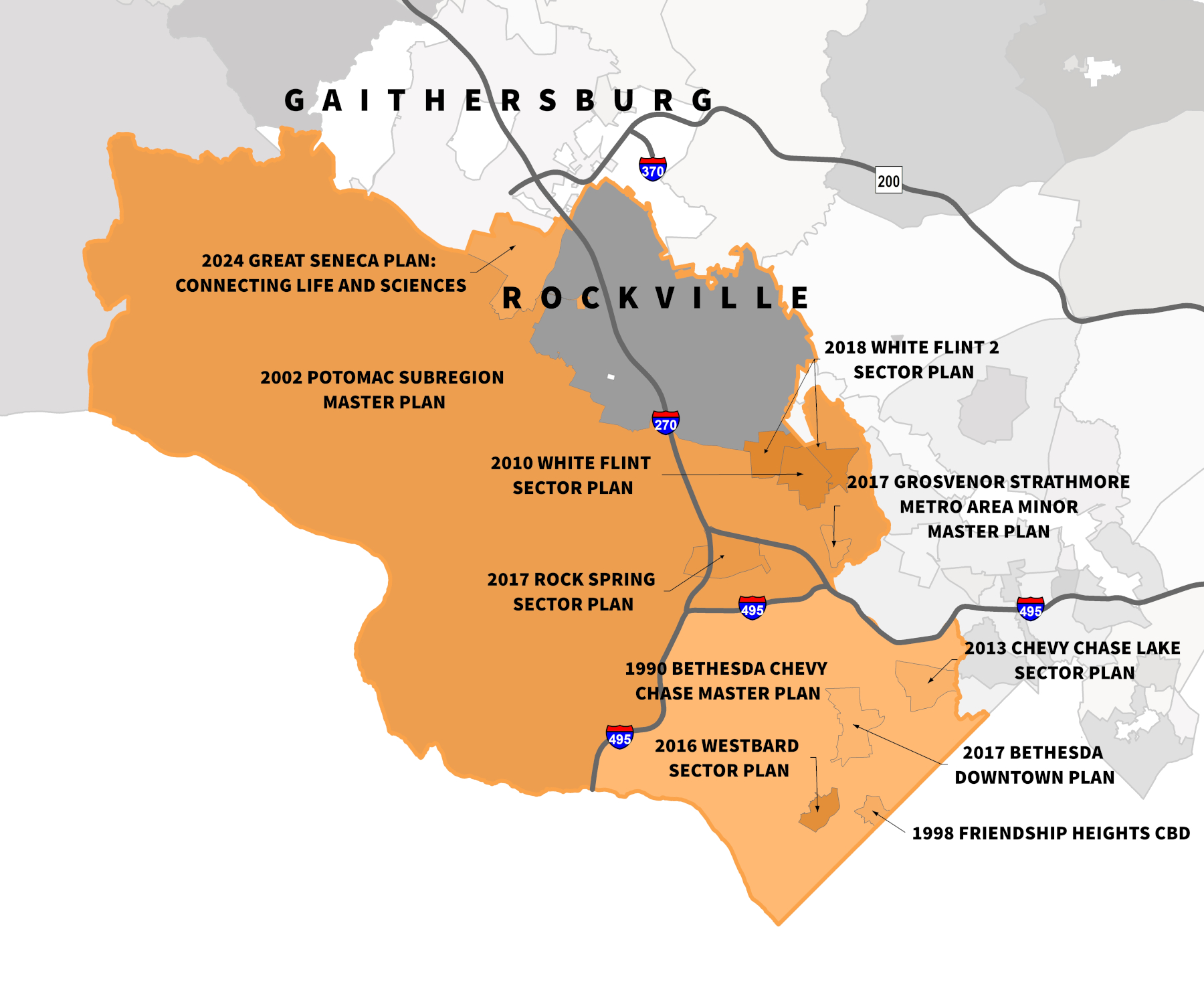West county map showing master plans